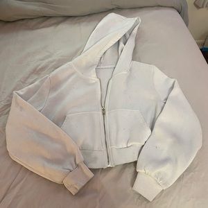 White cropped zip up